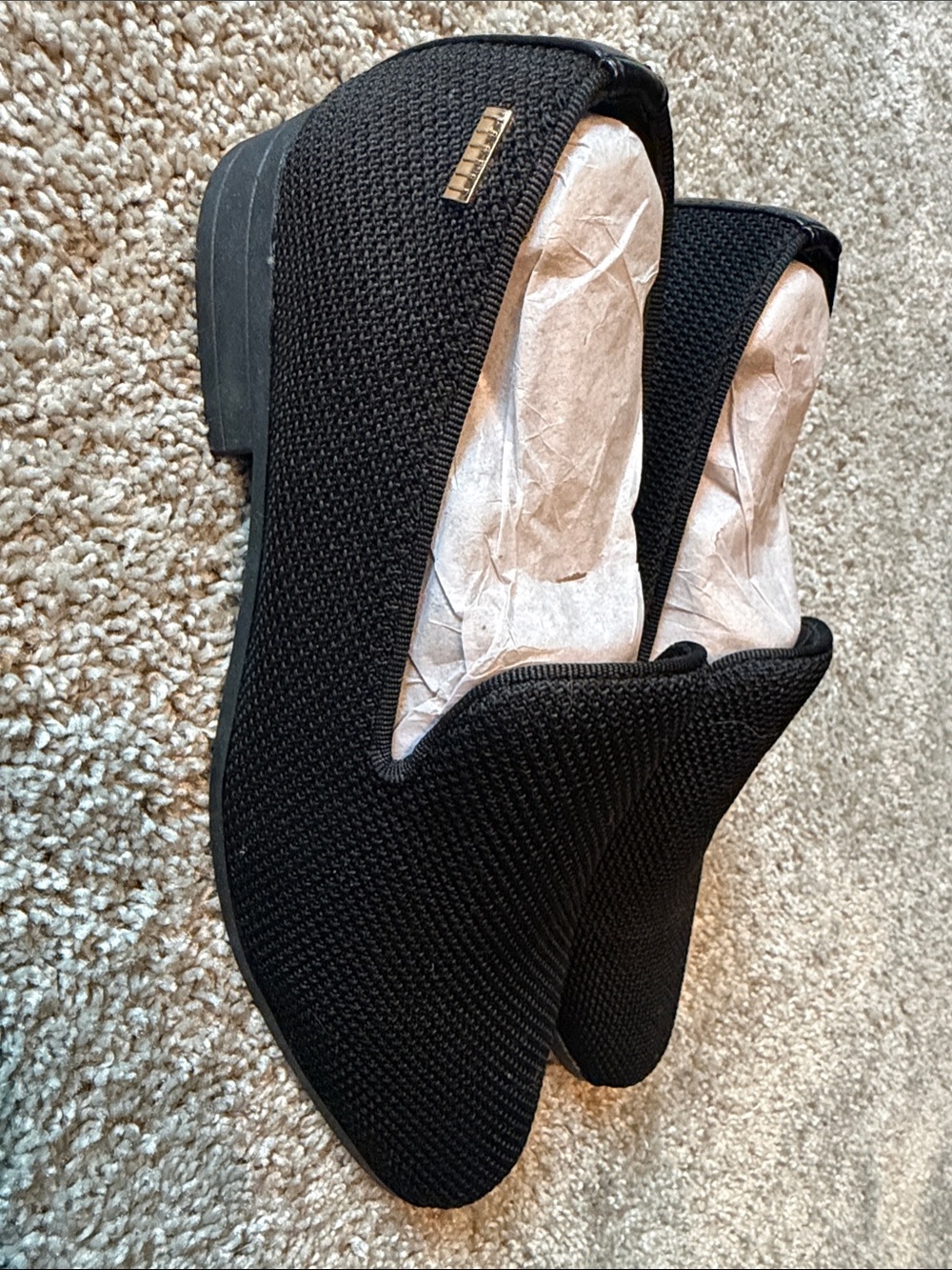 Black Knit Slip-On Women’s Loafers